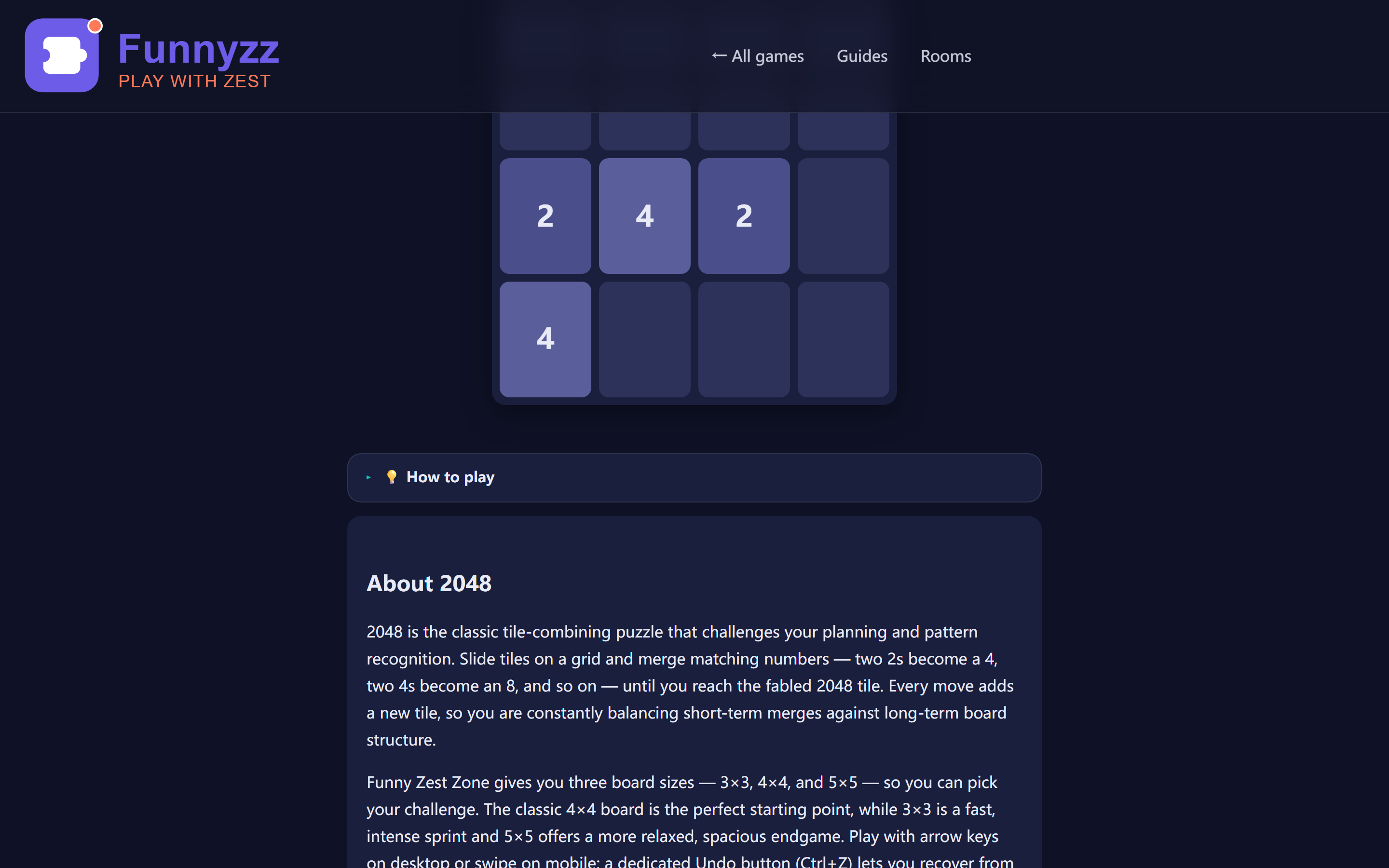 2048 gameplay showing numbered tiles on a 4x4 grid mid-game, with tiles of various values from 2 to 128 merging as the player applies the corner strategy