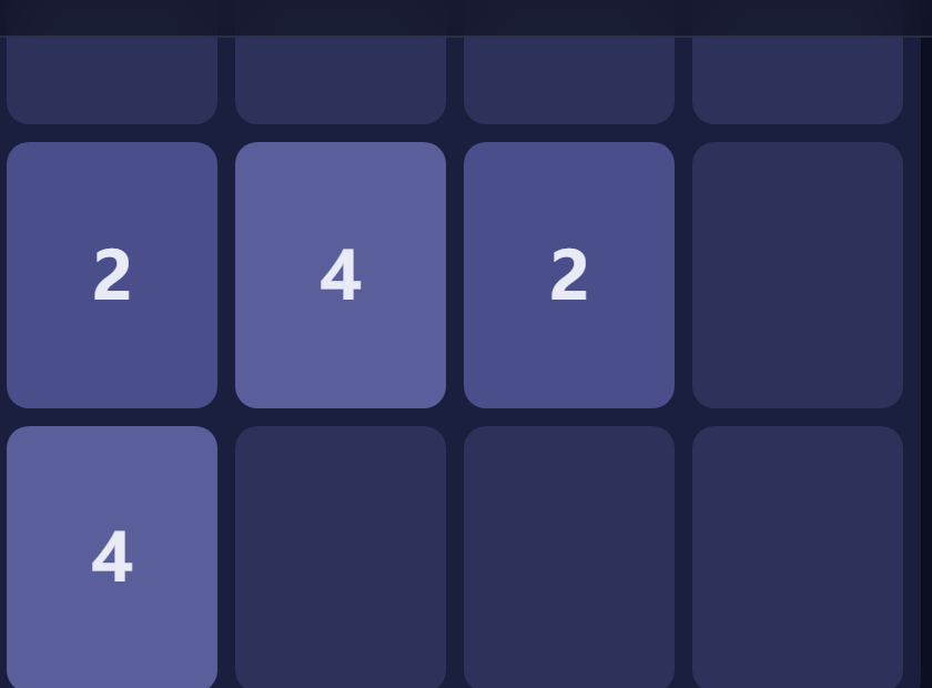 2048 gameplay showing the snake method with tiles chained from corner